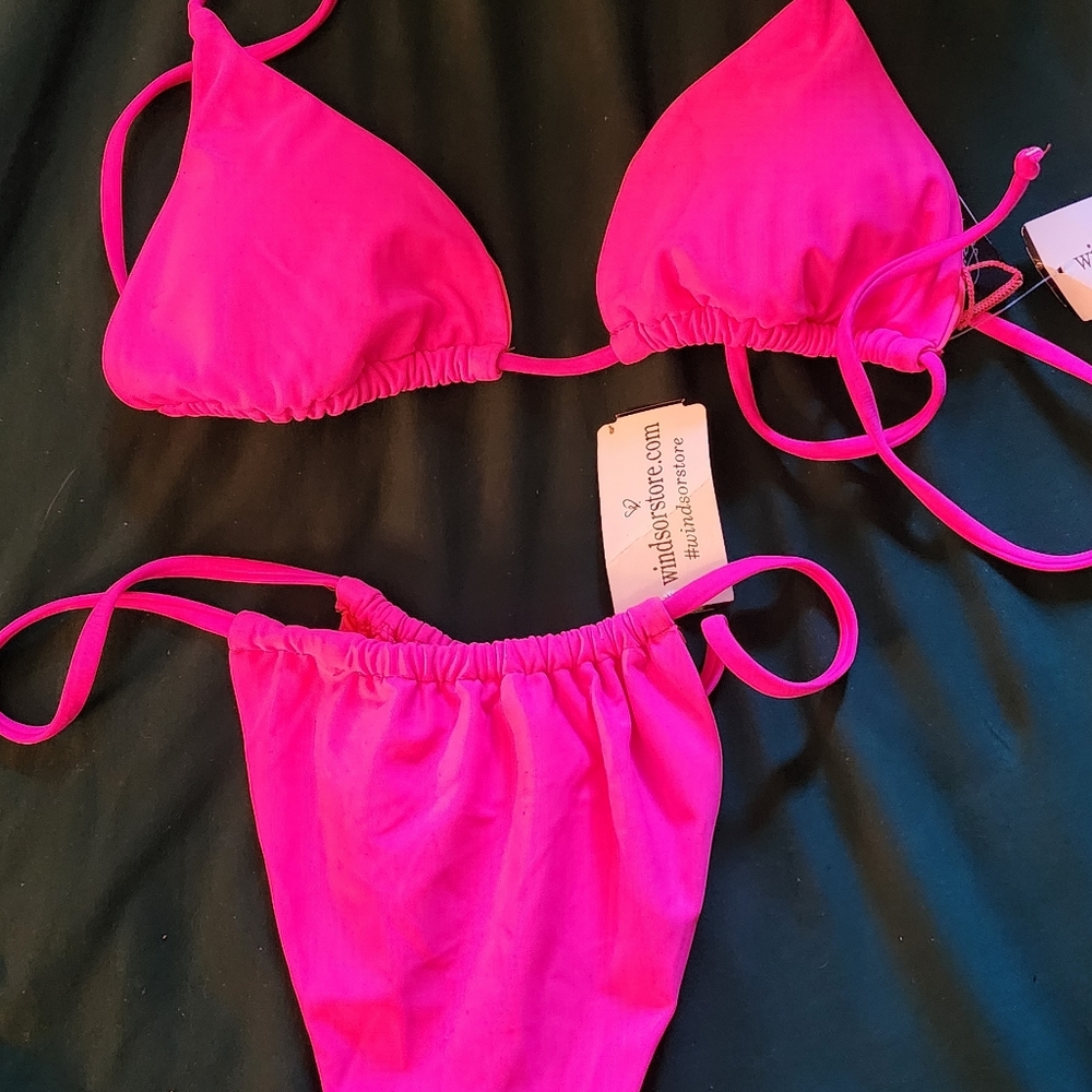 Neon pink bikini